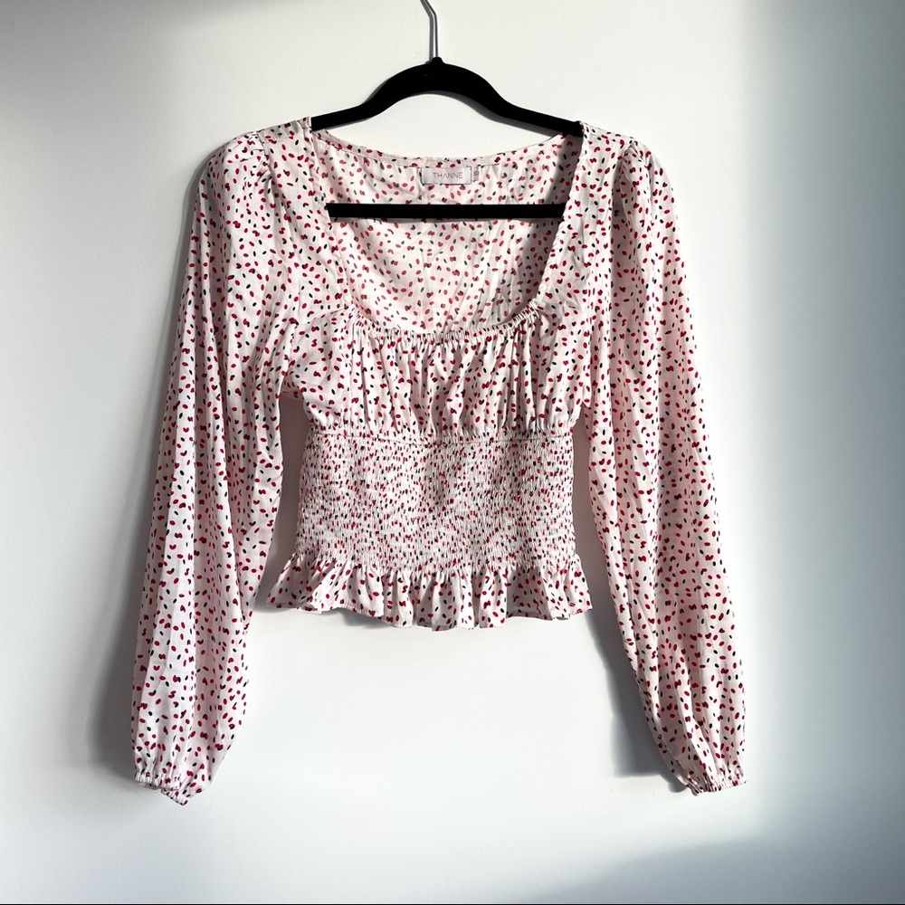 VRG GRL Red and Navy Polka Dot Blouse (SMALL)